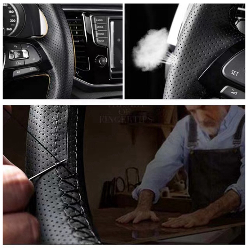 DIY Black Genuine Leather Carb - Fishing Boat Steering Wheel ulasan dan harga